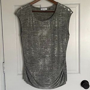 Calvin Klein Silver Blouse Size Medium